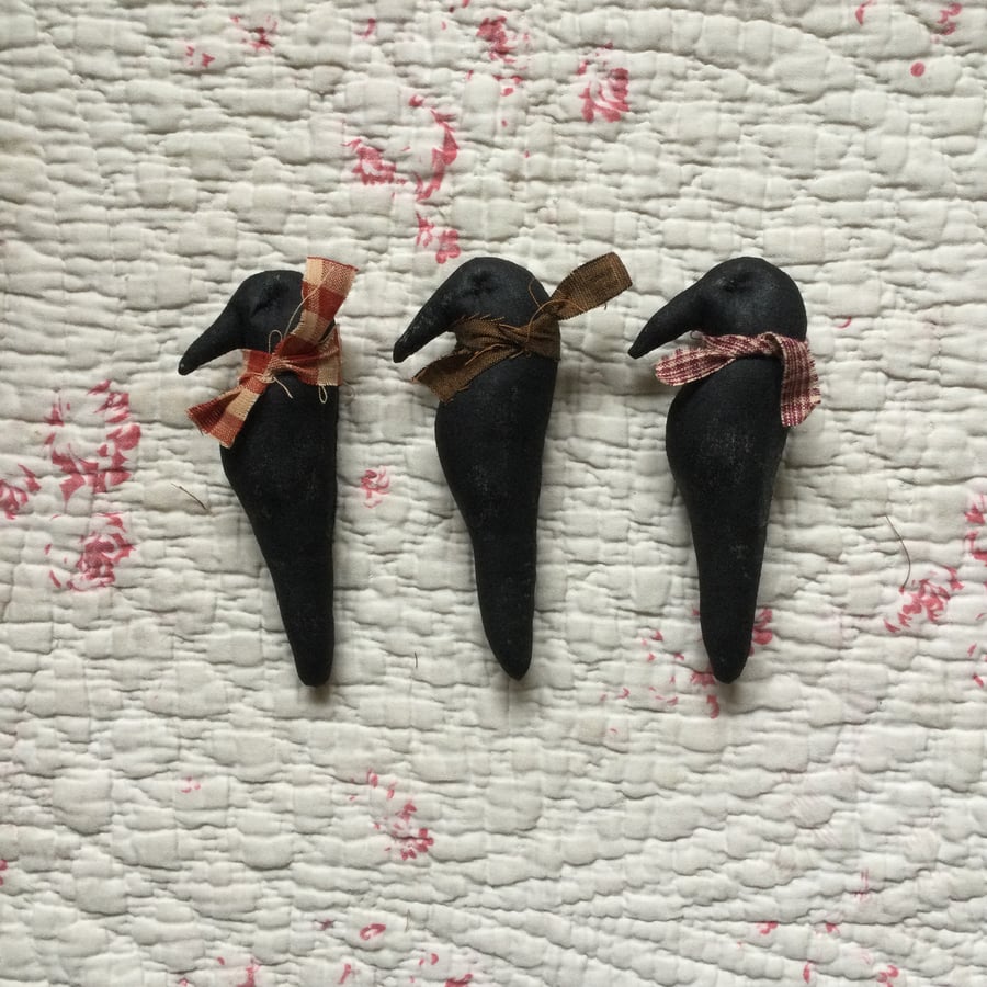 Set of three medium black crows 