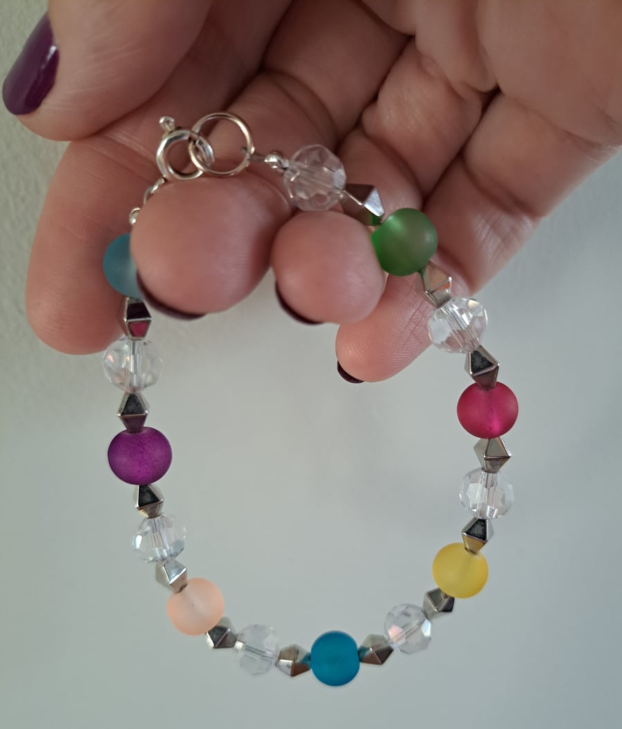 Rainbow Crystal Beaded Bracelet
