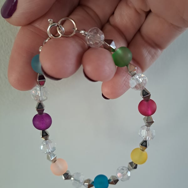 Rainbow Crystal Beaded Bracelet