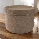 Handmade jute storage basket with lid natural round rope organizer eco-friendly 