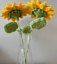 2 Handmade Crochet Sunflowers Summer Seconds Graduation Gifts Home Decor  - Image 5