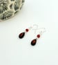 Sterling Silver Fused Glass and Agate Dangle Earrings - Image 7