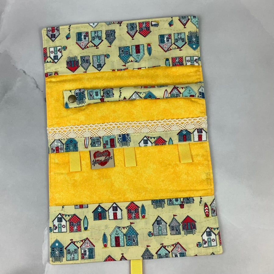 Beach huts jewellery roll, Seaside jewellery storage, Travel organiser