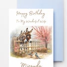 Printable Personalised Birthday Card for Wife, Mum or Her - Donkey Birthday
