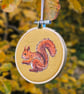 Red Squirrel mini hoop, handmade hanging decoration, embroidered - Image 3