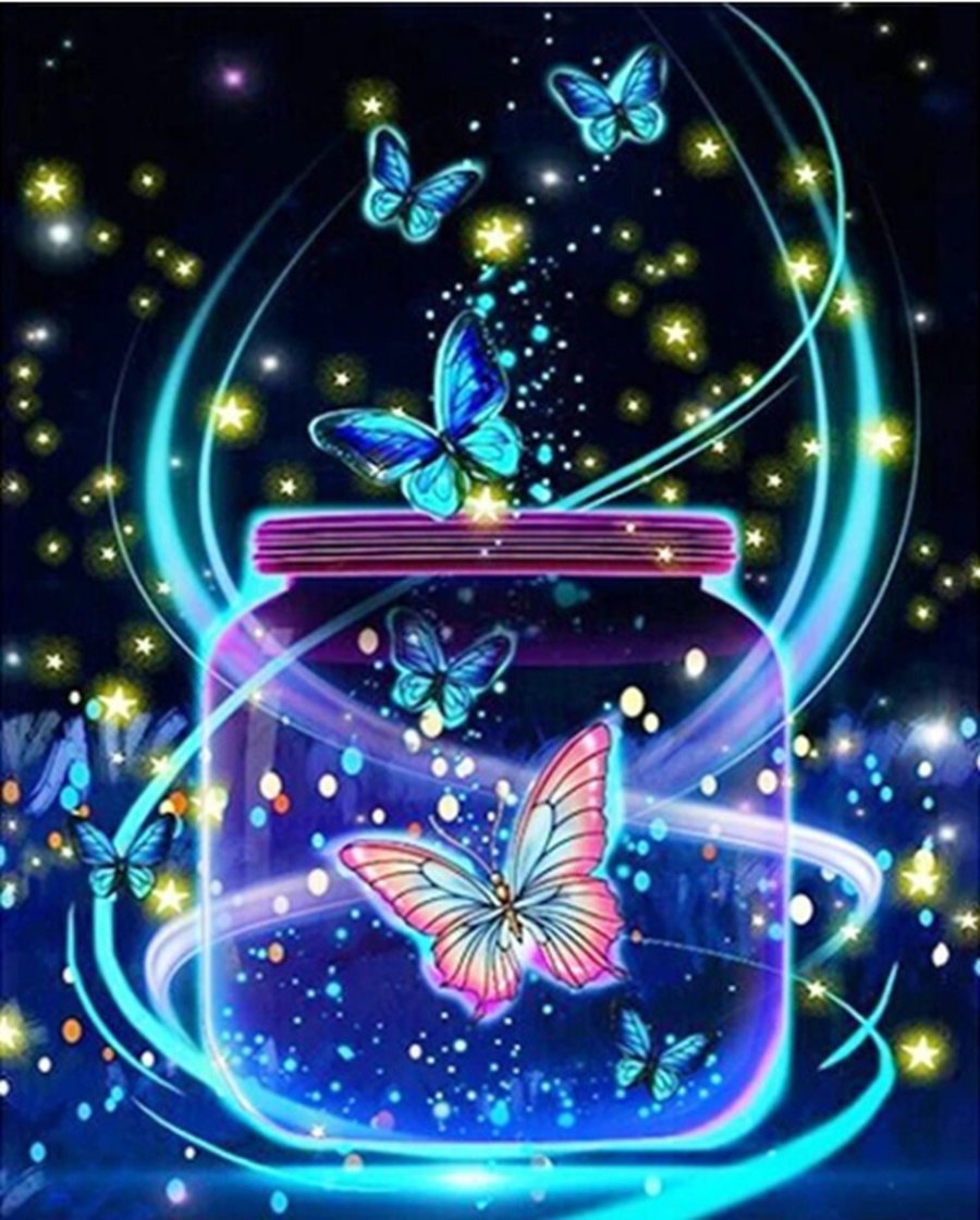 Magical Butterfly Art Painting, Magical Butterfly in a Jar Diamond Painting Kit