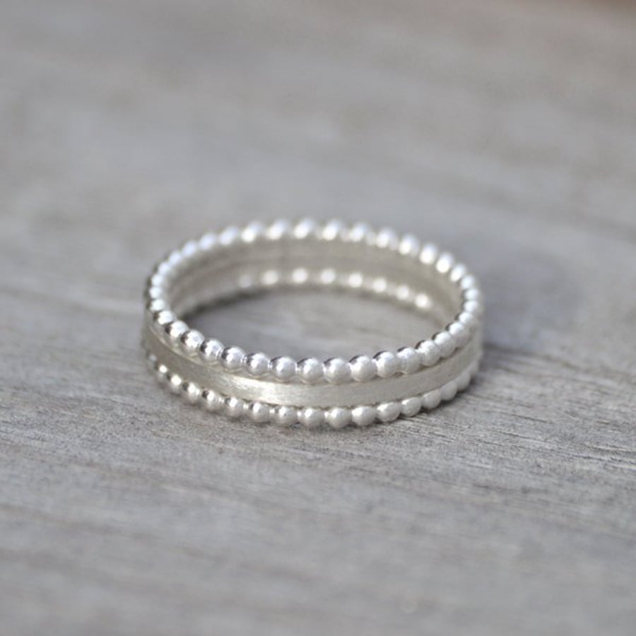 Stacking Ring Set Of 3 In Sterling Silver, Everyday Jewellery