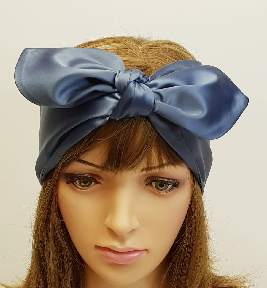 Women satin headscarf, extra wide hair scarf, head wrap, rockabilly hair wrap