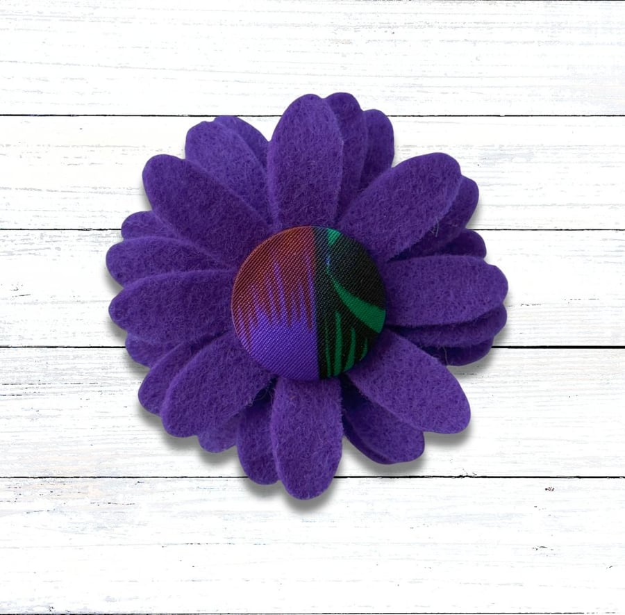Flower Brooch, Purple Flower, Felt Brooch, Christmas Gift