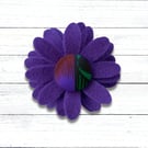 Handmade Felt Purple Flower Brooch, Eco Friendly Upcycled Fabric, Gift Boxed