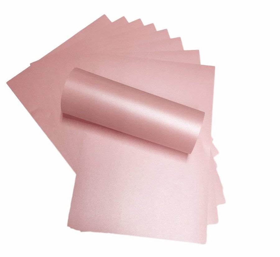 10 x A4 Card Petals Pink Pearlescent Shimmer 290gsm 110lb Cover Card Making Invi