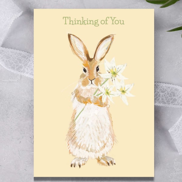 Sympathy Get Well thinking of You Hare Blank Card