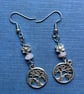 Lazy Daisy Tree of Life Dangle Earrings With Rose Quartz - Silver Colour Metal 