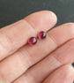 Garnet stud earrings, January birthstone earrings, Red gemstone - Image 2