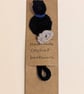 Handmade crochet cat bookmark - black with blue collar