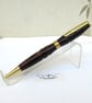 Hand Made Chestnut Velvet Swirl Acrylic Ball Point Pen with A Velvet Pouch