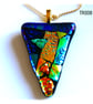 Patchwork Triangle Dichroic Fused Glass Pendant Colour choice gift handmade - Image 7