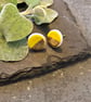 Ceramic button earrings - Lemon yellow - Image 1