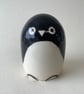 Large Wheel Thrown and Hand-Painted Ceramic Penguin (9cm x 6.5cm)