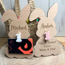 Personalised Engraved Wooden Easter Bunny Gift Card Or Money Holder...