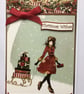 Christmas Card Christmas Wishes Elegant Girl Sleigh Gifts 3D Luxury Handmade - Image 1