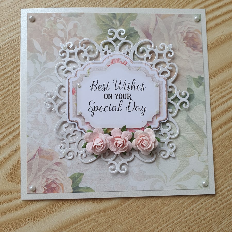 A floral handmade greetings card