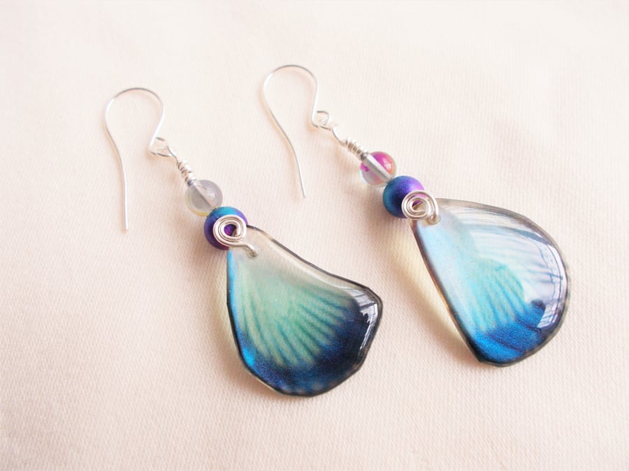 Amazing  artisan butterfly wing dangle earrings - FREE UK Post 