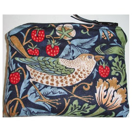 William Morris The Strawberry Thief Purse With Zip Birds Blue