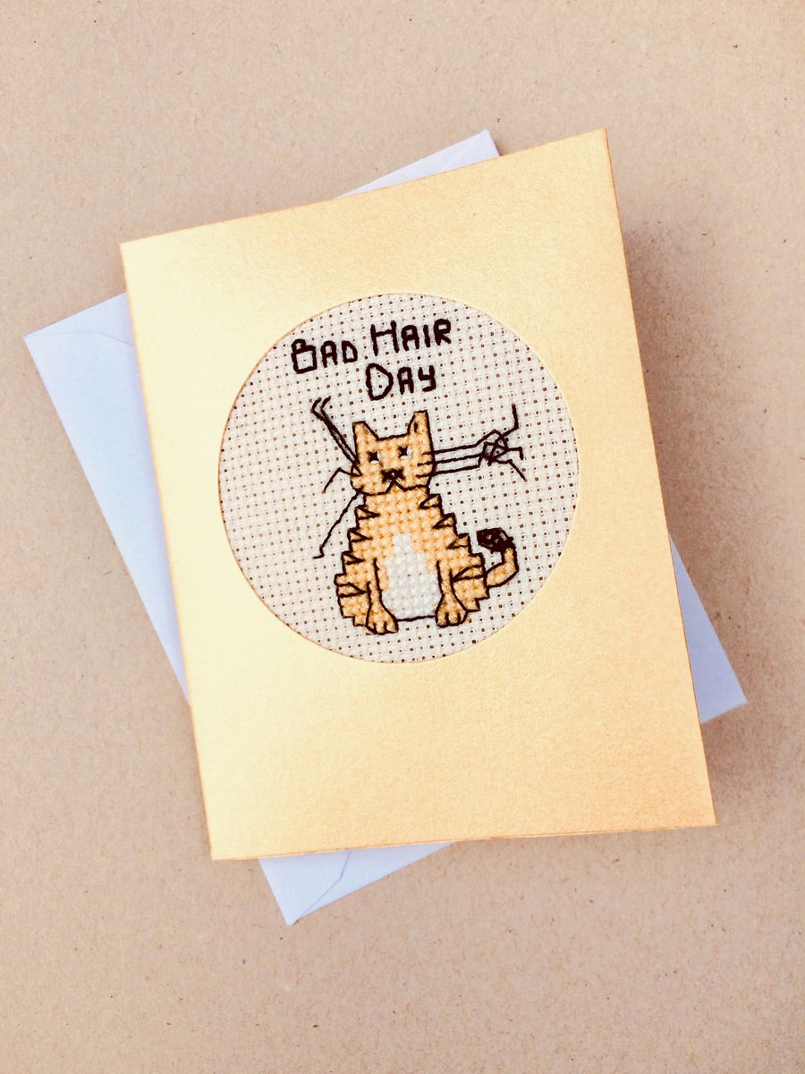 Cross Stitch Hairdresser Thank You Card