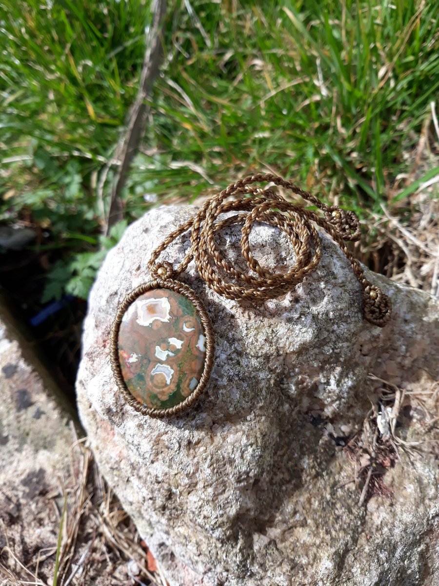 Rhyolite Opal Macrame Pendant
