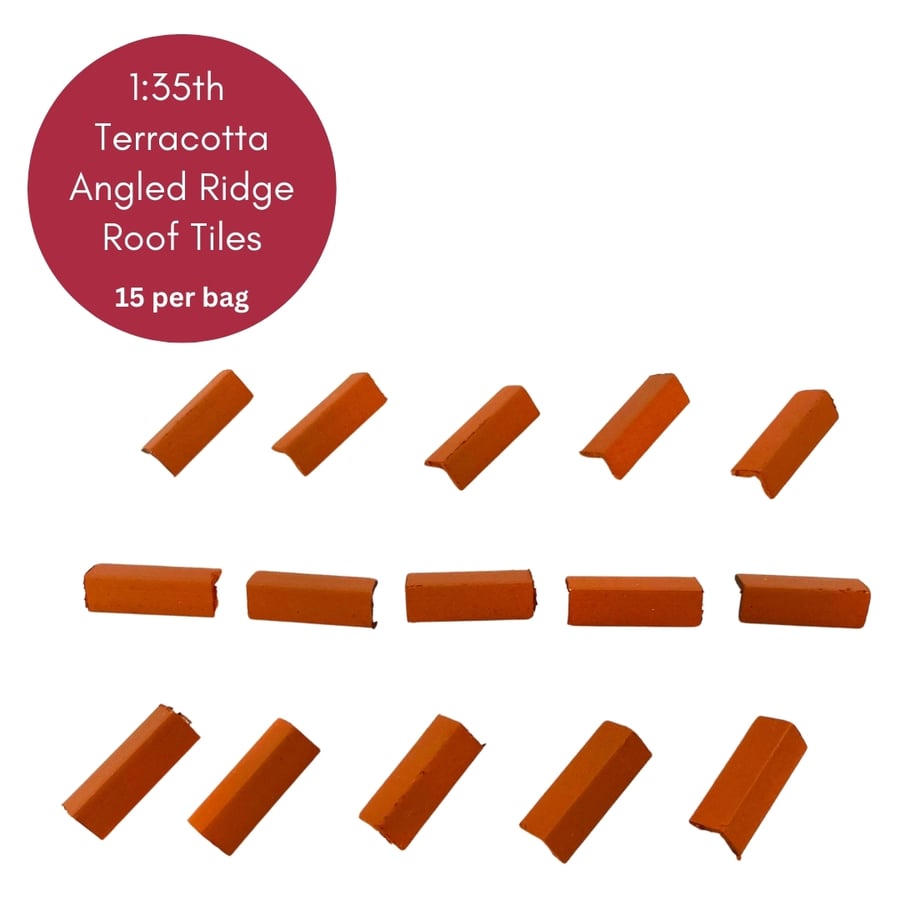 1:35th Scale Miniature house, Angled Ridge Roof Tiles. Terracotta