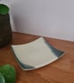 Cream and grey shallow fused glass dish - Folksy