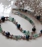 Designer Rainbow Fluorite & Shell Pearl Necklace  - Image 6