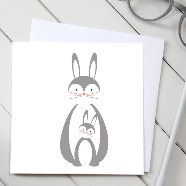 Scandi Rabbit Parent and Baby Card