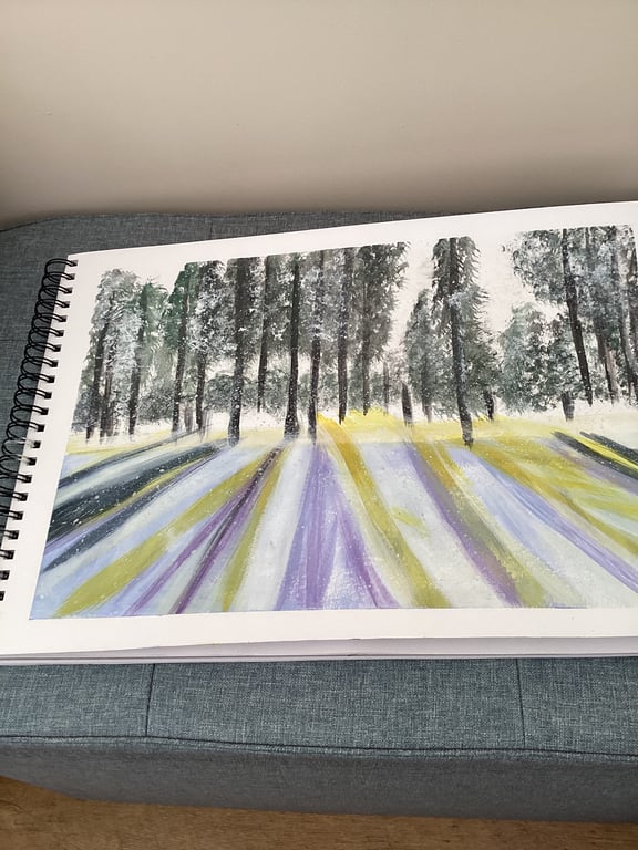 Snowy winter shadow cast paining 