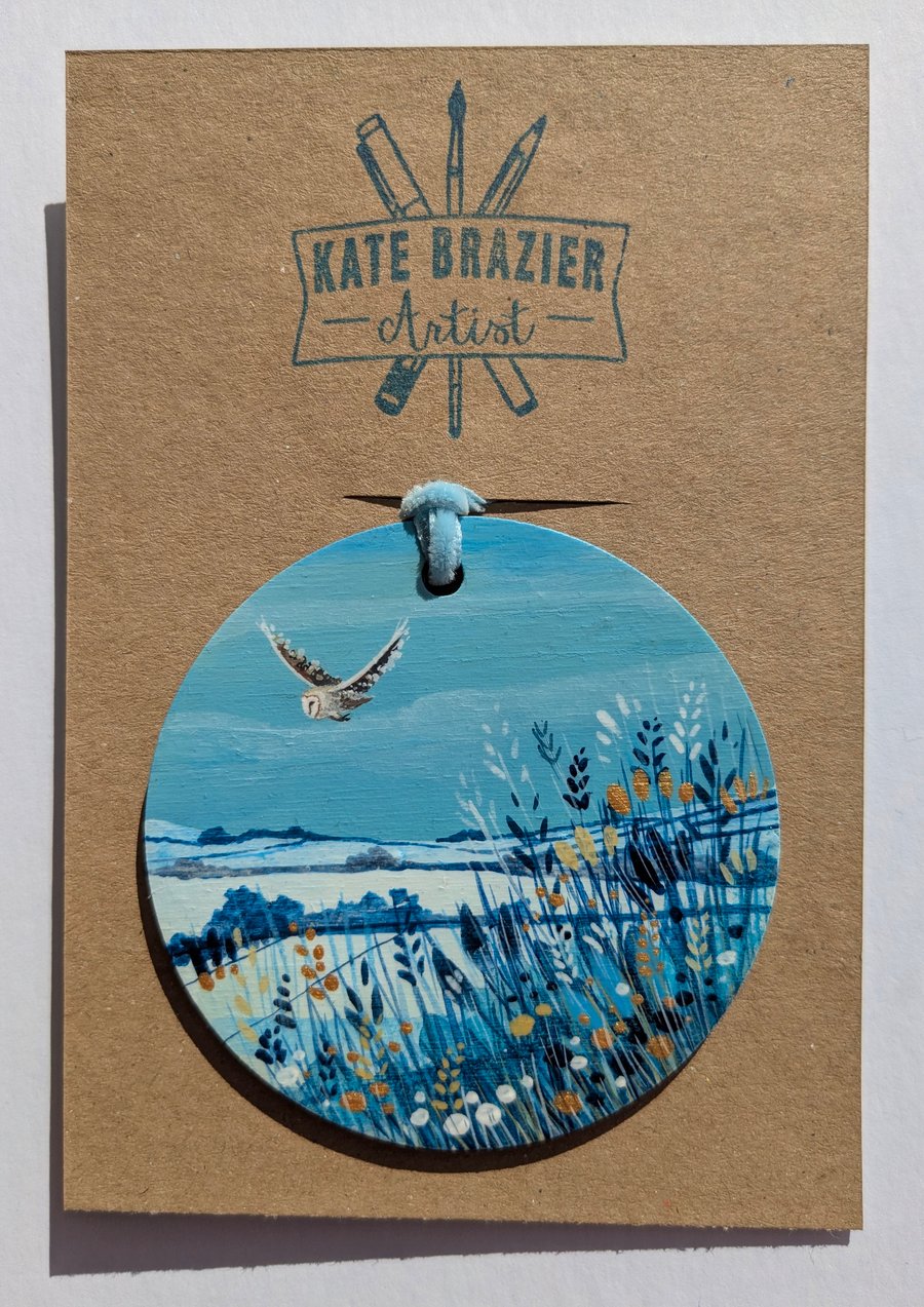 Unique Hand Painted Wooden Decorations. BARN OWL