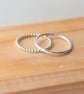 Stacking Rings Double Set, Two Textured Silver Band Rings - Image 3