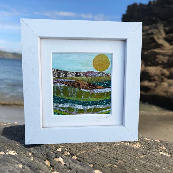 Original Mixed Media Cornwall Landscape Painting Framed Artwork