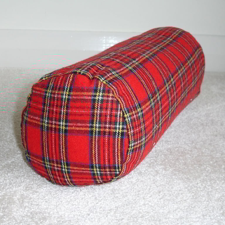 Red Tartan Bolster Cushion Cover 16" x 6" Round Neck Roll Stewart Pillow