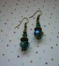 GREEN & ANTIQUE BRONZE DANGLE EARRINGS.  1035 - Image 4
