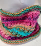 Handknit Vegan Chunky Circular Cowl Bright Multi - Image 3