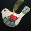 Bejewelled Bird ceramic Christmas decoration
