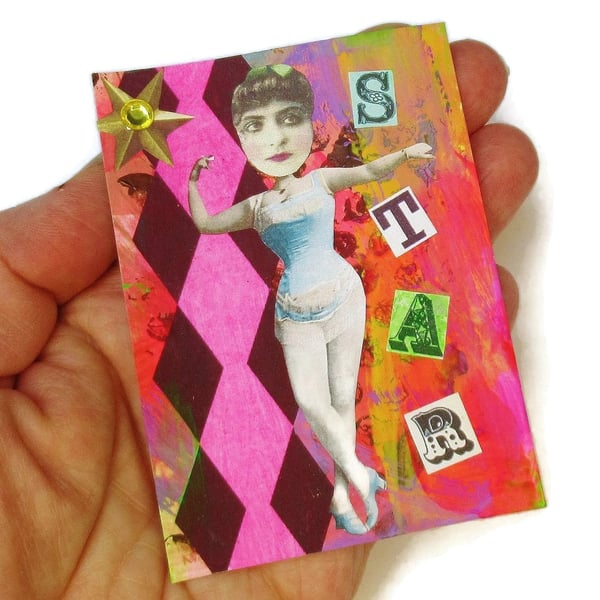 Original ACEO Inspirational Feminist Spiritual Miniature STAR Collage Artwork
