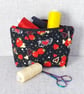 Make up bag, zipped pouch, strawberries & hearts - Image 7