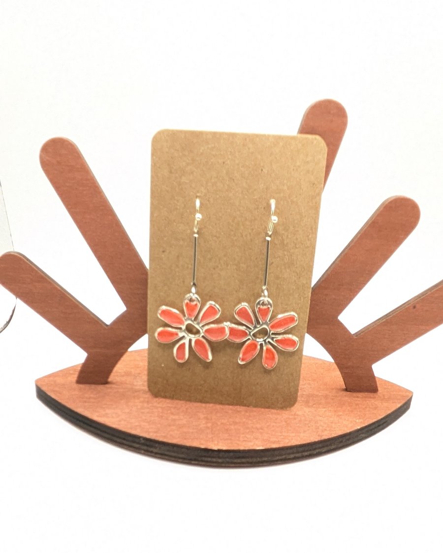 Orange Flower Earrings 