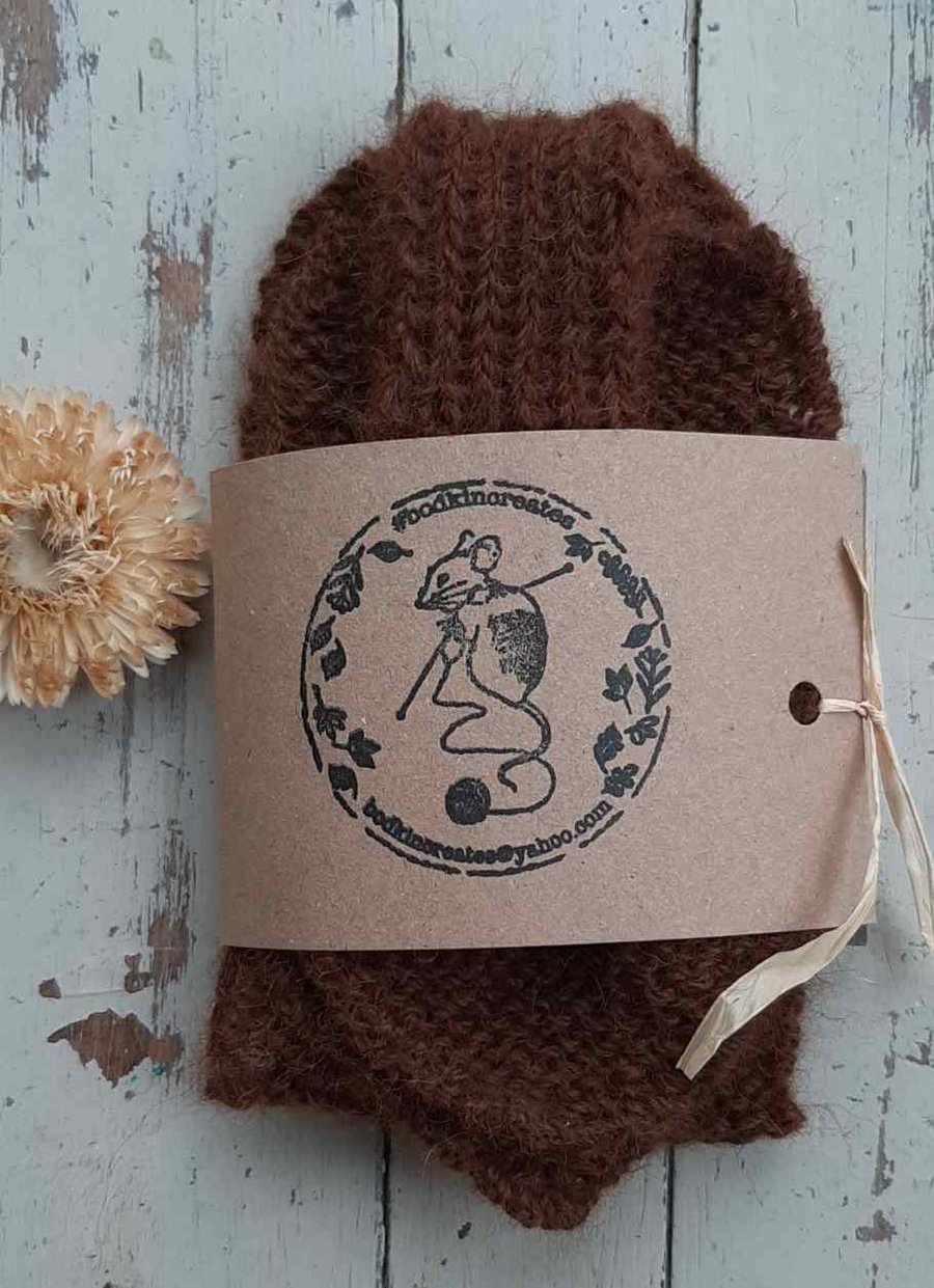 Chocolate bow scarf in devon alpaca wool