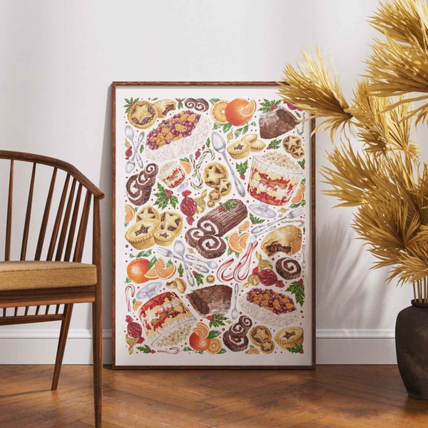 A3 Christmas Sweet Treats Art Print 