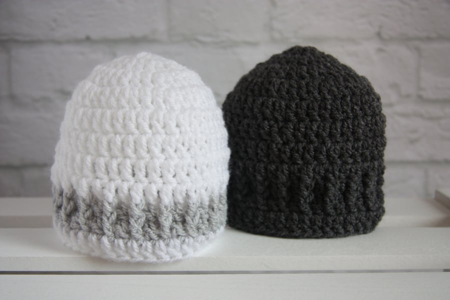 Two Baby Beanie Hats