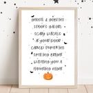 Halloween Quote Decor, Spooky Art Print, Autumn Decorations, Fun Pumpkin Print.