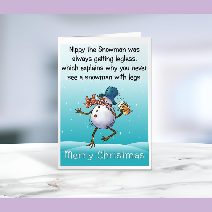 Legless Snowman, Christmas Card, A6 10.5cm x 14.8cm